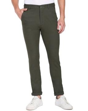 men skinny fit flat-front chinos