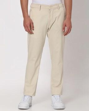 men skinny fit flat-front trousers