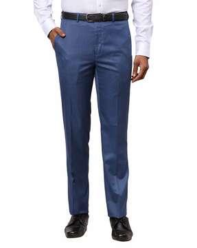 men skinny fit flat-front trousers