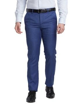 men skinny fit flat-front trousers