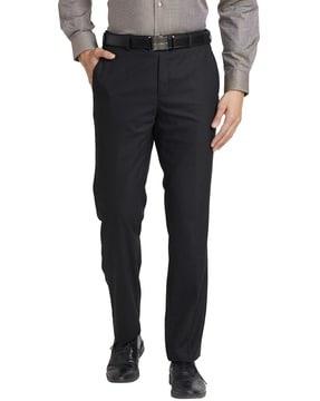 men skinny fit flat-front trousers