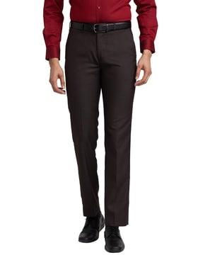 men skinny fit flat-front trousers