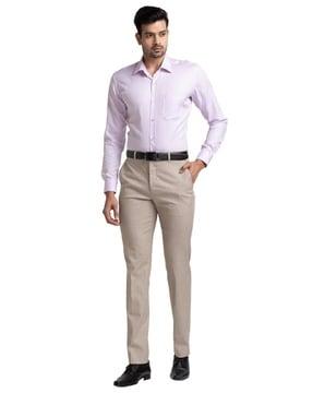 men skinny fit flat-front trousers