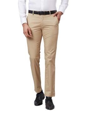 men skinny fit flat-front trousers