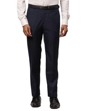 men skinny fit flat-front trousers