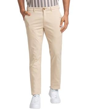 men skinny fit flat-front trousers