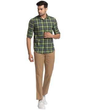 men skinny fit flat-front trousers