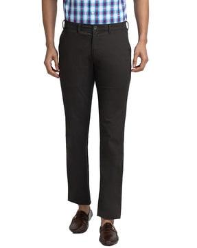 men skinny fit flat-front trousers