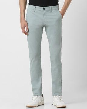 men skinny fit flat-front trousers