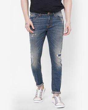 men skinny fit jeans with 5-pocket styling