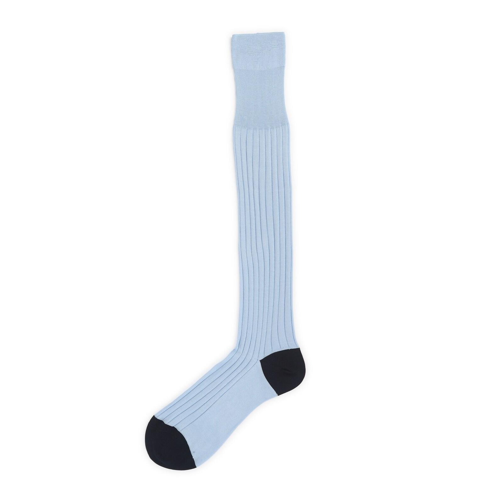 men sky blue ribbed long socks