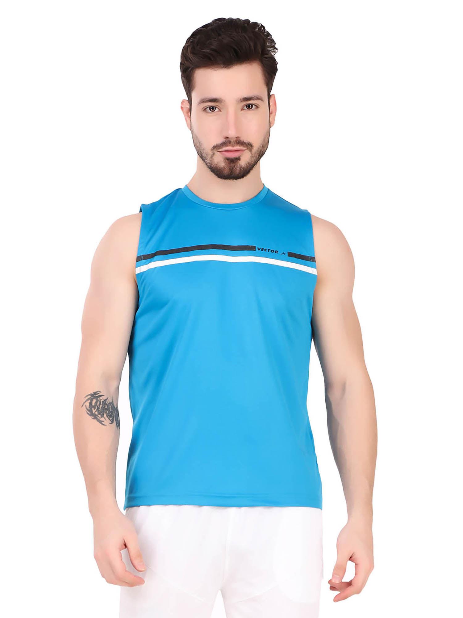 men sleeveless regular fit tank top - turquoise
