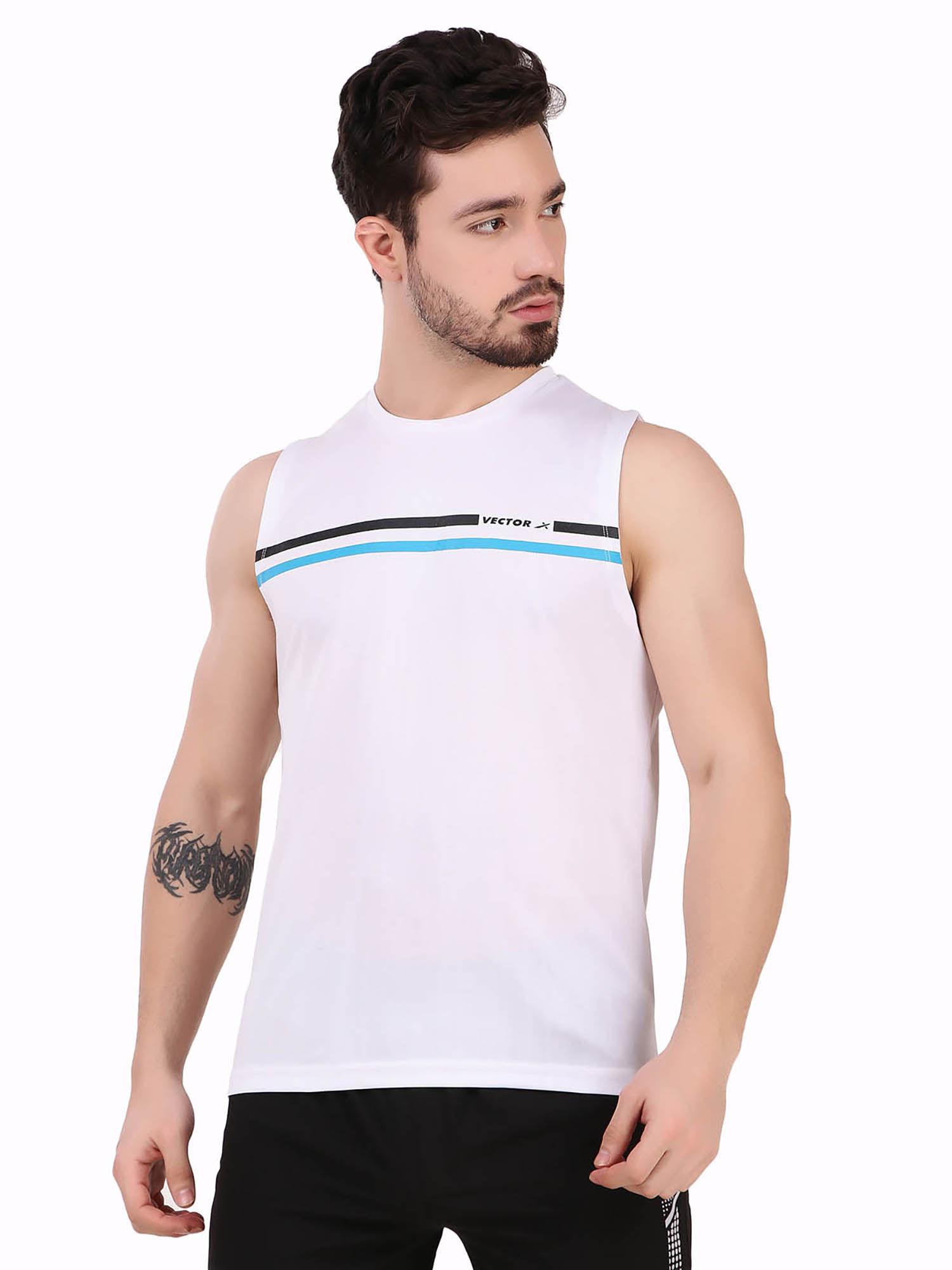 men sleeveless regular fit tank top - white