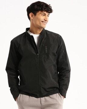 men slim fit bomber jacket with insert pockets