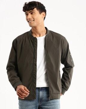 men slim fit bomber jacket with insert pockets