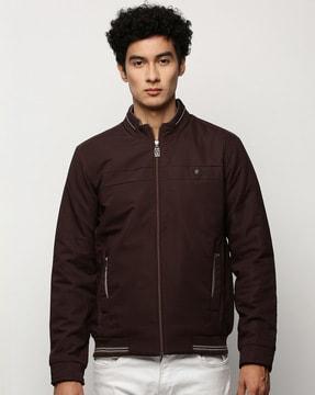 men slim fit bomber jacket with zipper pockets