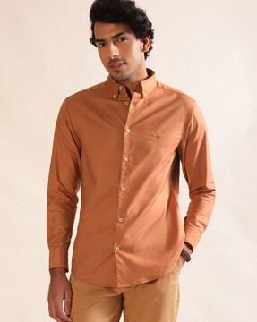 men slim fit button-down collar shirt