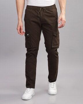 men slim fit cargo pants with flap pockets