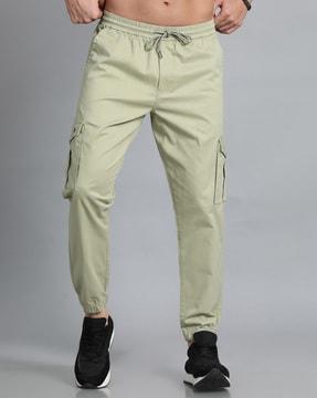 men slim fit cargo pants with flap pockets