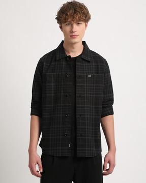 men slim fit checked slim fit shirt