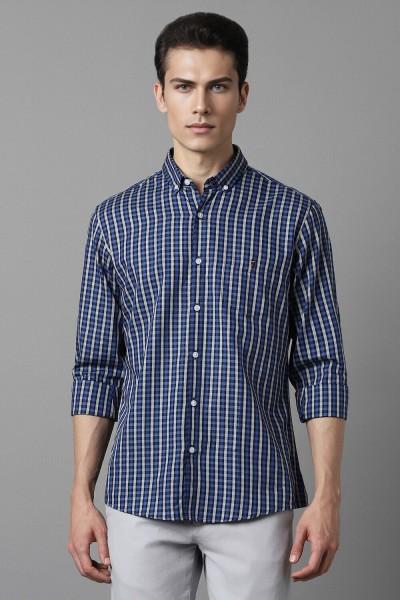 men slim fit checkered casual shirt