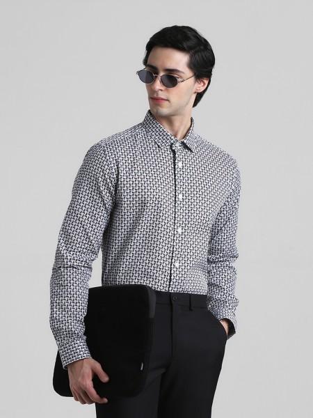 men slim fit checkered spread collar casual shirt