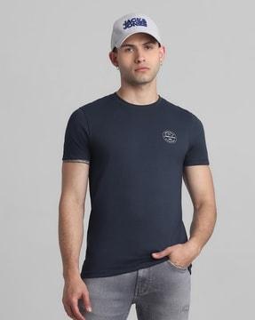 men slim fit crew-neck t-shirt with brand print