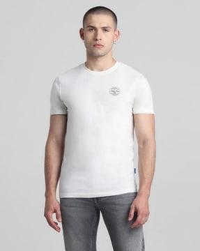 men slim fit crew-neck t-shirt with brand print