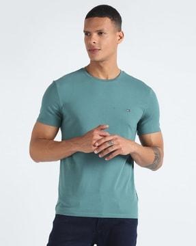 men slim fit crew-neck t-shirt with logo embroidery