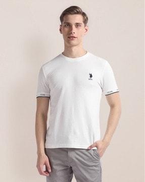 men slim fit crew-neck t-shirt with logo embroidery