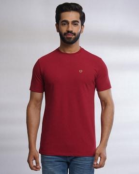 men slim fit crew-neck t-shirt with logo embroidery