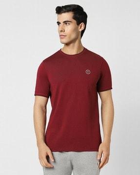 men slim fit crew-neck t-shirt with logo print