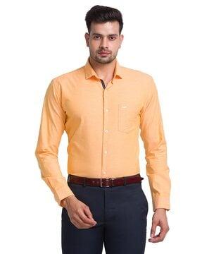 men slim fit cutaway collar shirt