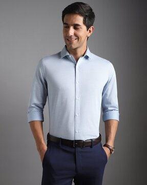 men slim fit cutaway-collar shirt