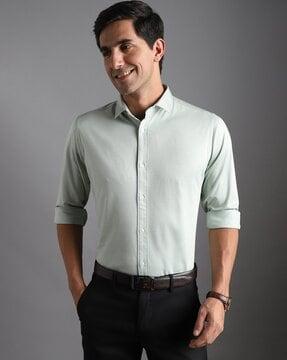 men slim fit cutaway collar shirt