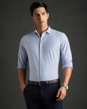 men slim fit cutaway collar shirt