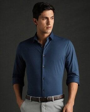 men slim fit cutaway collar shirt