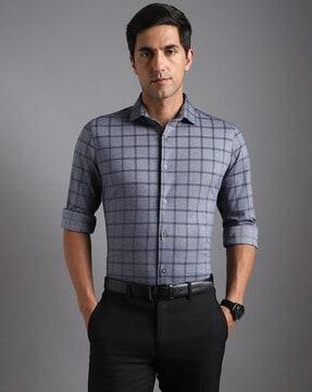 men slim fit cutaway collar shirt