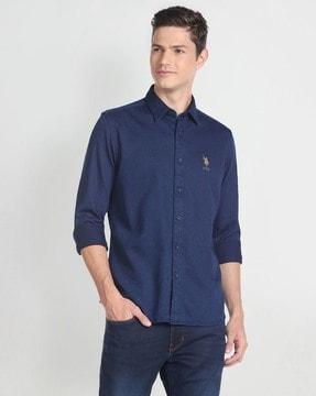 men slim fit denim shirt