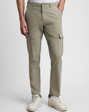 men slim fit flat-front cargo pants