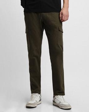 men slim fit flat-front cargo pants