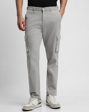 men slim fit flat-front cargo pants