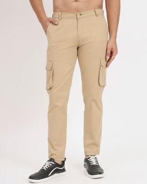 men slim fit flat-front cargo pants