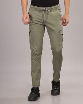 men slim fit flat-front cargo pants