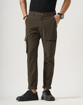 men slim fit flat-front cargo pants