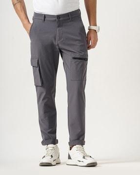 men slim fit flat-front cargo pants