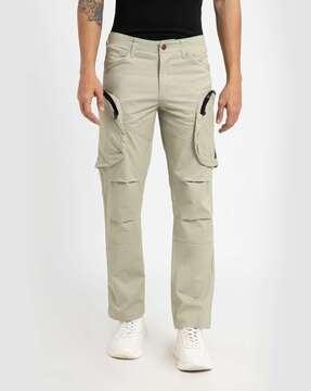 men slim fit flat-front cargo pants