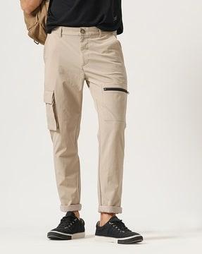 men slim fit flat-front cargo pants