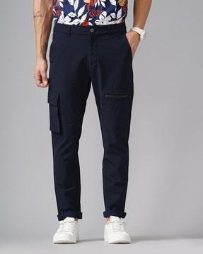 men slim fit flat-front cargo pants