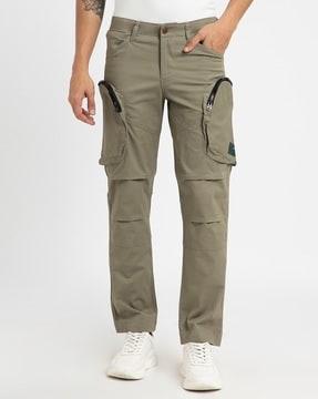men slim fit flat-front cargo pants